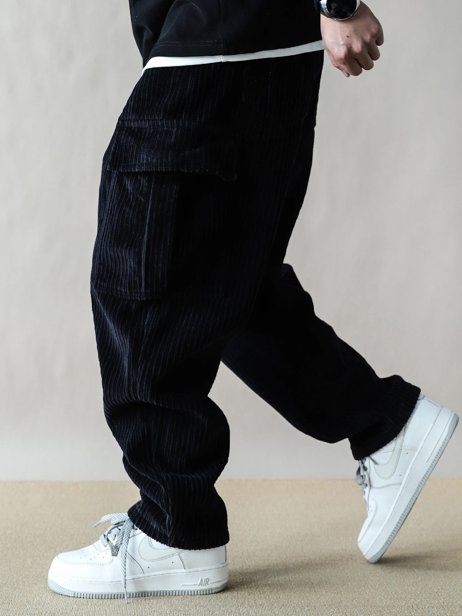 

American Workwear Sle Corduroy Wide Leg Pants Men's Loose Multi-ket Casual Trousers Bla Thiened Fce 2026