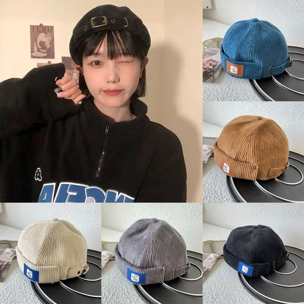 قبعة دوكر مضلعة أحادية اللون ، قبعة صغيرة على الطراز الياباني ، قبعة بحجم قابل للتعديل ، للجنسين ، ملابس جديدة ، كل الفصول ، قبعة المالك ، أحادية اللون ،