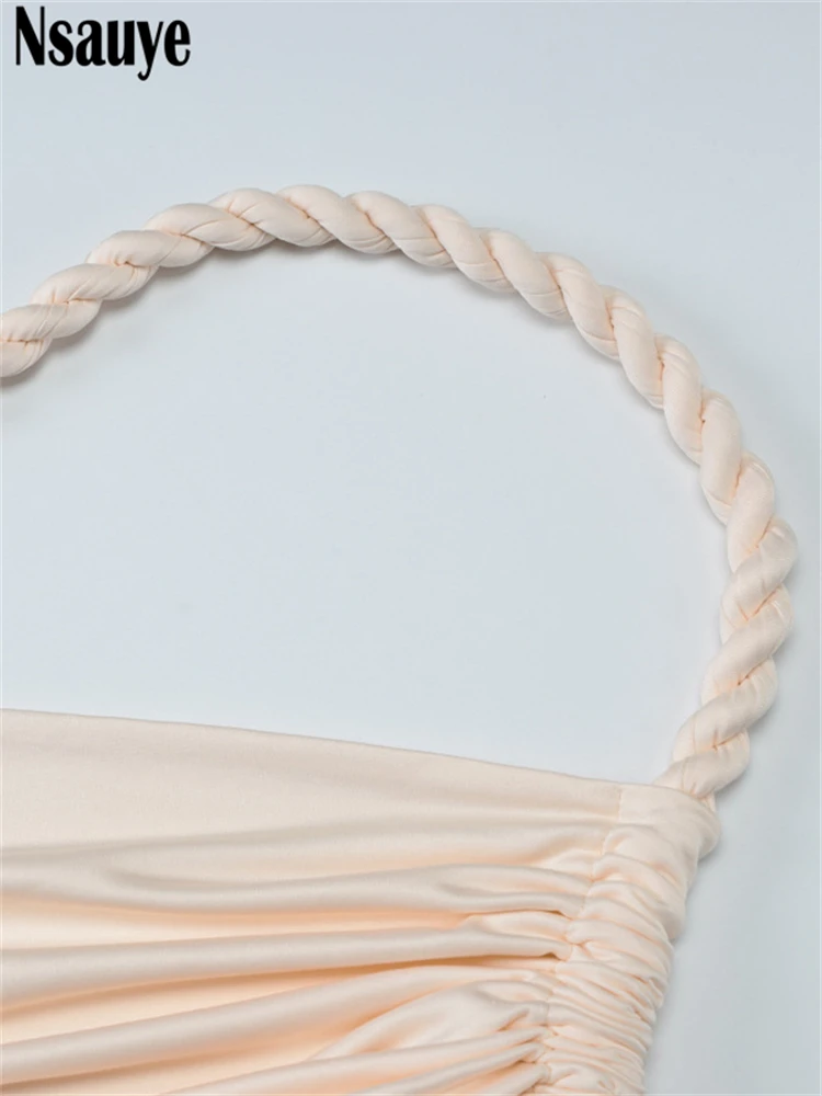 Nsauye nova moda feminina um ombro sexy ruched baixo corte longo vestido de noite 2025 verde verão festa clube vestido alta divisão