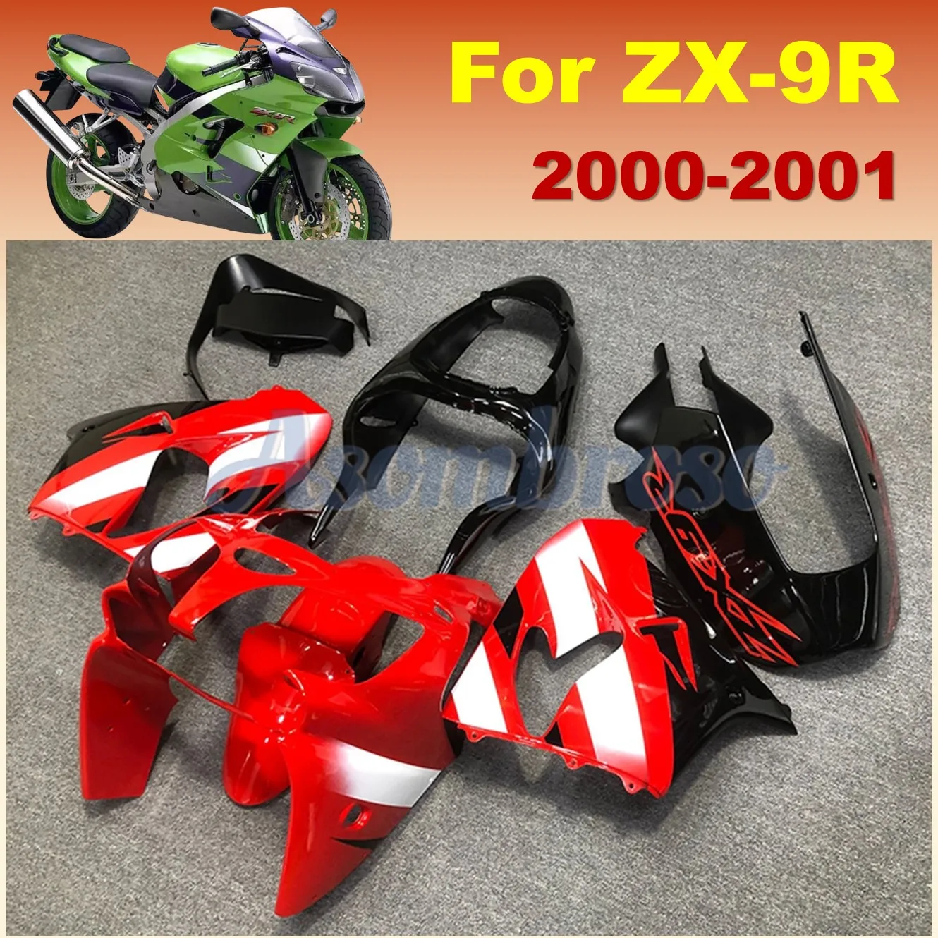 ABS Plastic Injection Body Accessories Fairings For Ninja ZX9R 2000 2001 ZX 9R ZX-9R Motorcycle Fairing Kit red white black