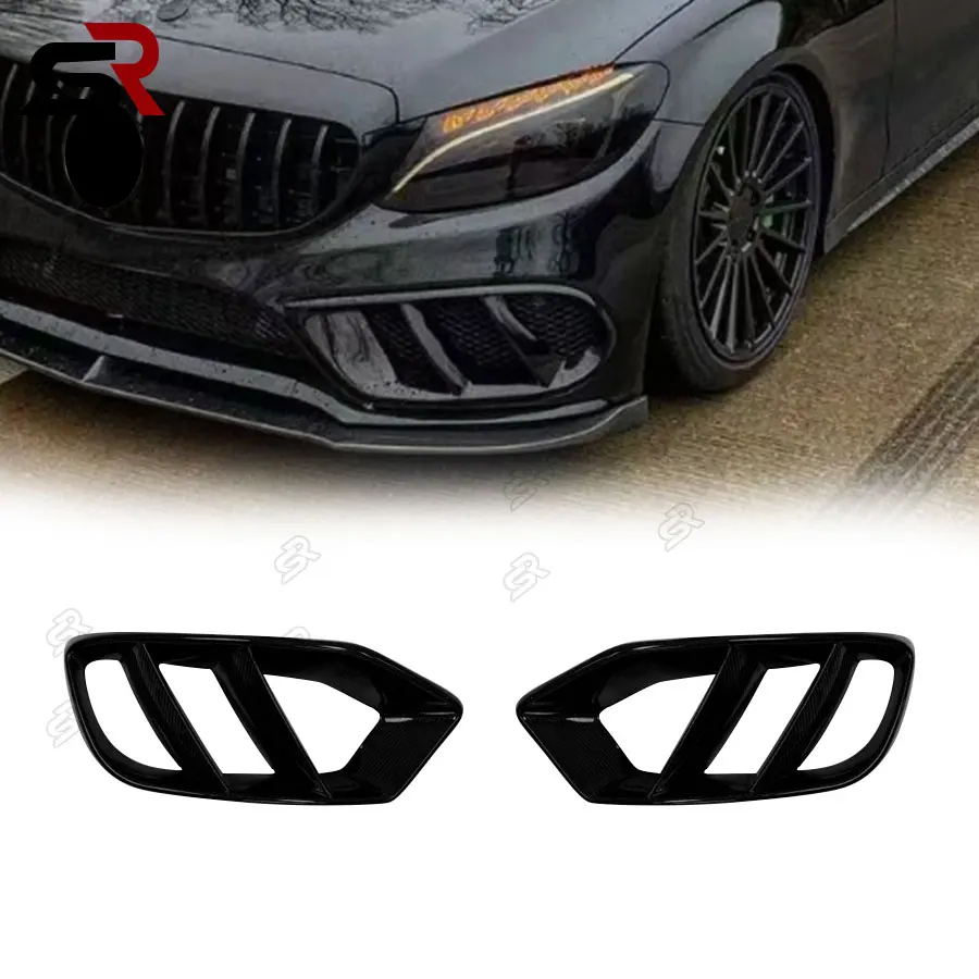 

Mercedes-Benz C-Class W205 C180 C200 with Front Bumper Vent Covers Mesh Grille Frames Carbon Fiber Plain Bumper 2015 - 2019