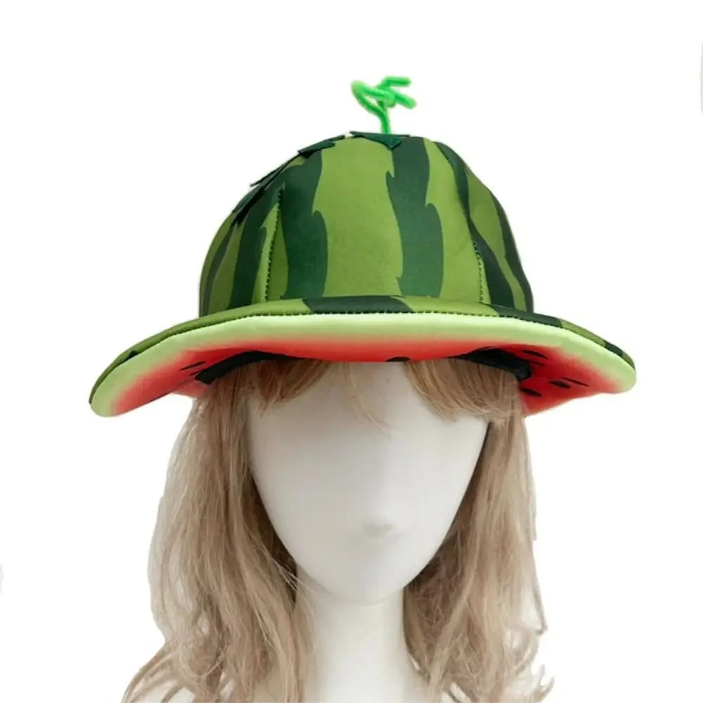 Cute Cartoon Watermelon Wide Brim Sun Hat Unisex Funny Halloween Party Costume Accessory Comfort Creative Fruit Cap