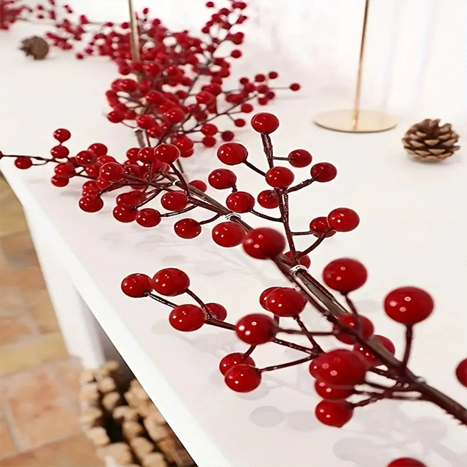 

1.75m Artificial Berry Vine Christmas Atmosphere Home Decors Fake Red Berry Decoration Rattan For Door Window Fireplace Garden
