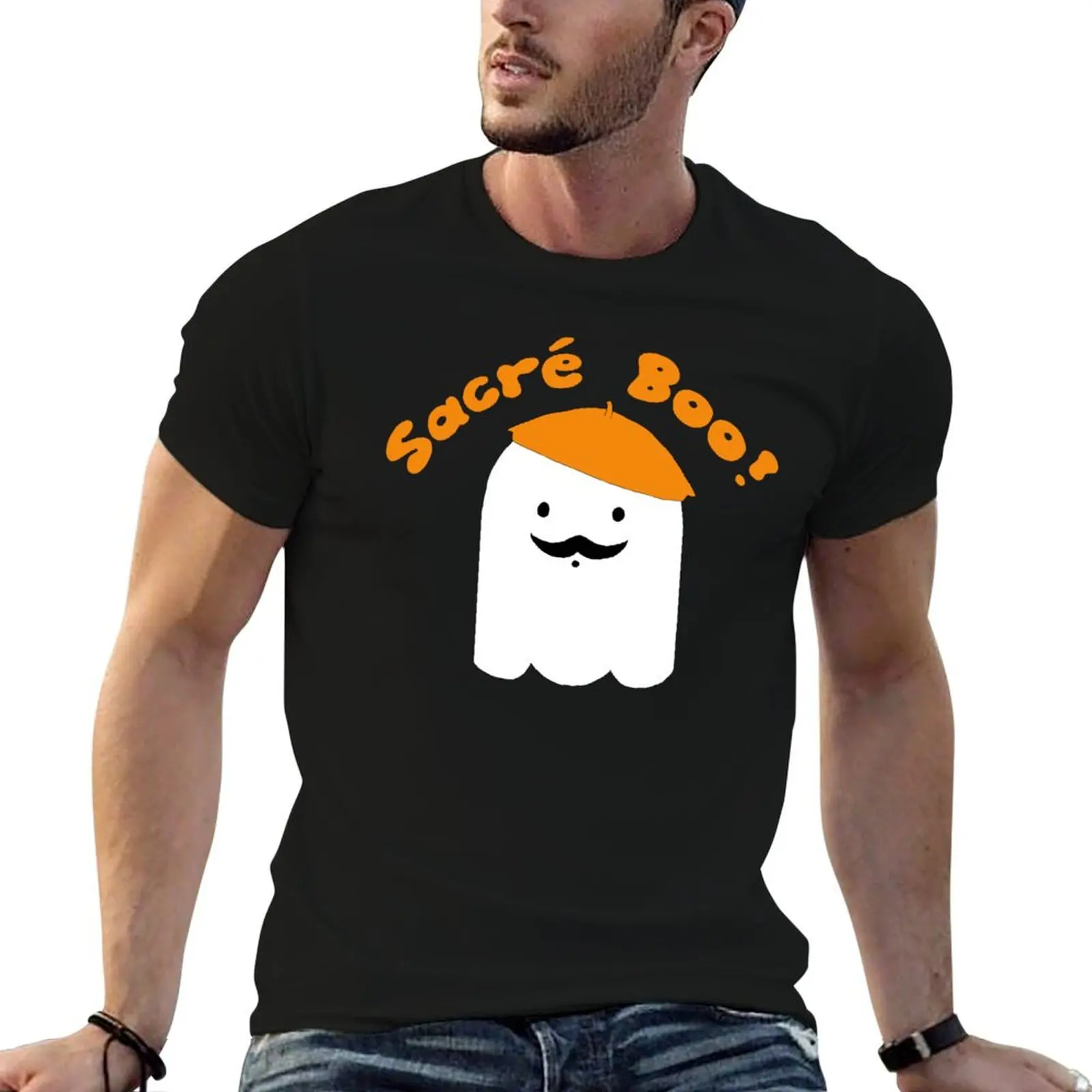 

Sacre Boo Orange Beret T-Shirt korean fashion shirts graphic tee vintage baggy shirts mens designer t shirt