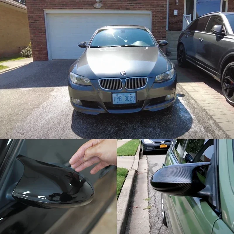 For BMW 1 Series E81 E82 E87 E88 116i 118i 120i 125i 128i 130i 135i 135is 116 118 Carbon Fiber Pattern Black M Look Mirror Cover view 3
