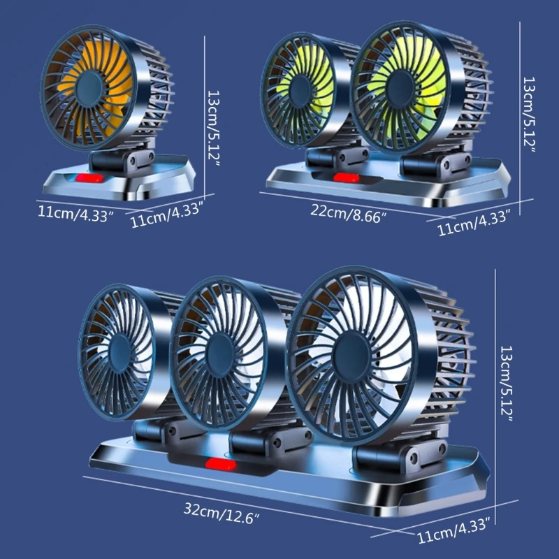 Car Cooling Fan Single Fan/Double Fans/3 Fans Electric Car Fan Rotatable Head