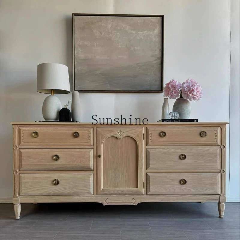 

American country solid wood TV, side cabinet, tea, storage, living room storage