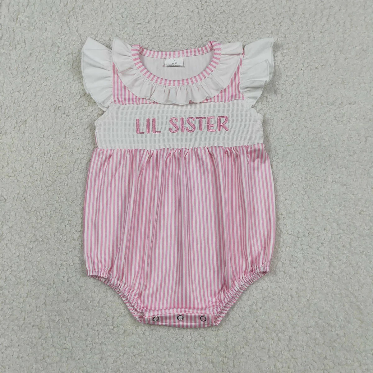 Baby Rompers Embroidery Ducks Goose Smocked Short Sleeve Girls Ruffle Toddler Infant Jumpsuit Kids Children One Piece Wholesale