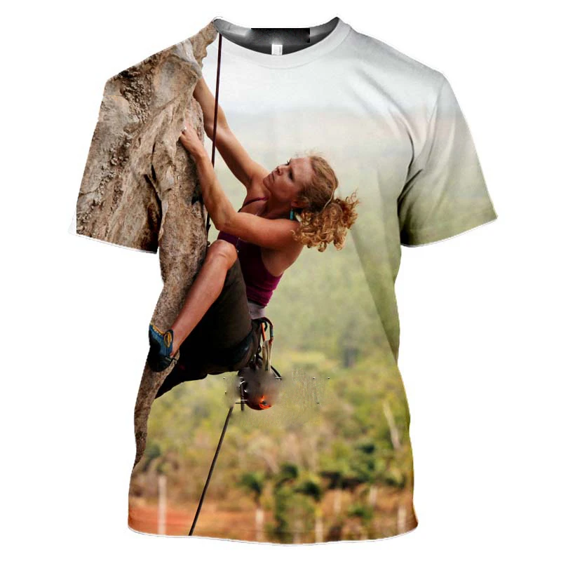 Outdoor Mountain Climbing Climber Hiking 3d Print Men\'s T-shirt Women T Shirt Men Summer Tees Casual Fitness Tops