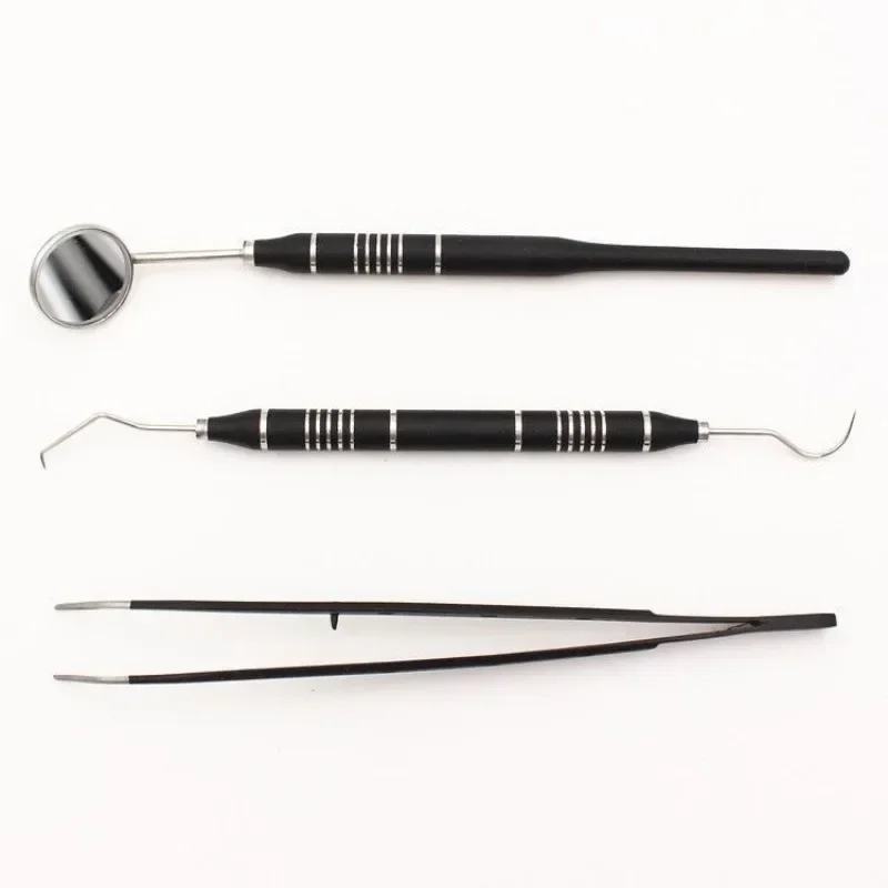 3 Pcs/set Dental Mirror Kit Mouth Mirror Probe Hook Pick Tweezer Stainless Steel Dentist Teeth Cleaning Tool