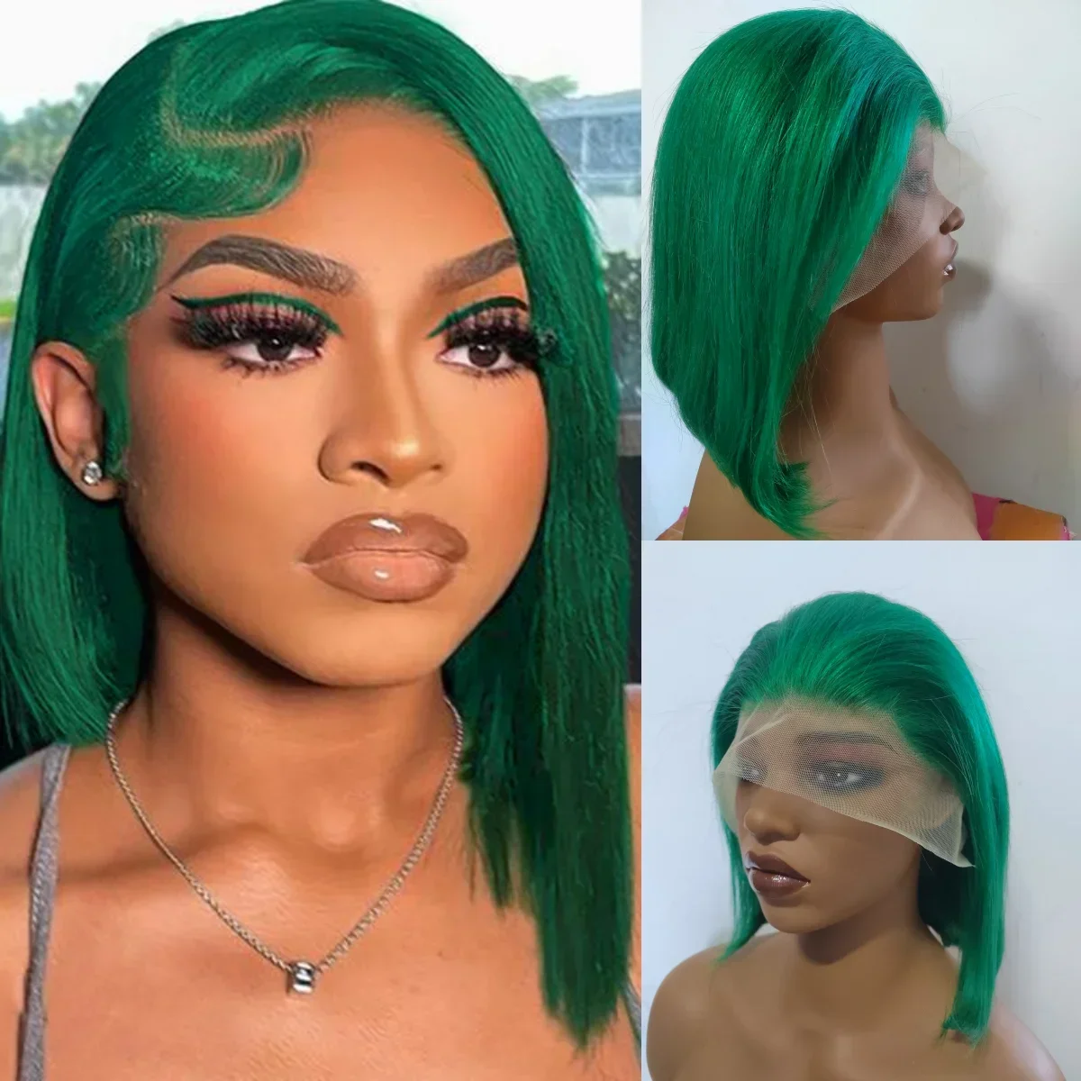 Темно-зеленый парик с кружевной передней частью, человеческие волосы 13x4, предварительно выщипанные, прозрачные человеческие волосы, 100% ношение, которые можно покупок очень подходит