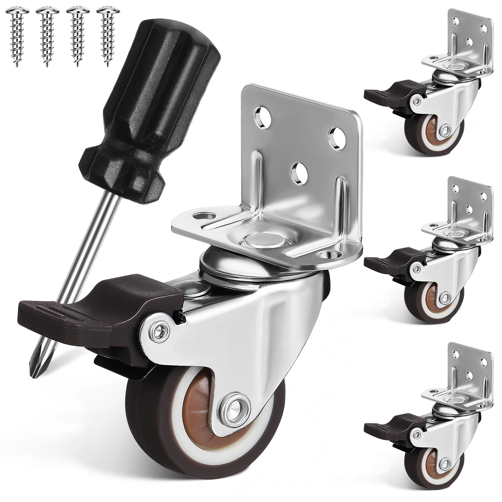 

4 Pcs Swivel Casters Shopping Cart Wheels Furniture Replacement Industrial Workbench Trolley