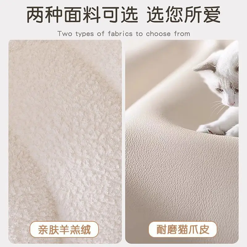 Marshmallow sofa, small apartment in household living room, lamb wool fabric straight-row sofa