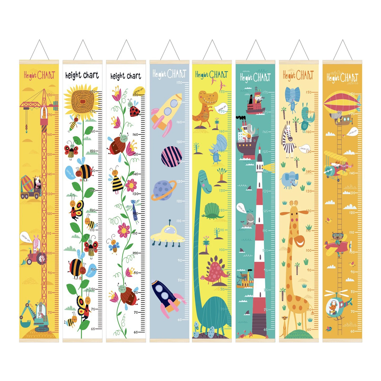 Kids Growth Chart Wooden Baby Height Measure Ruler Height Marker Height Chart Wall Hanging Cartoon Kids Room Decor Household