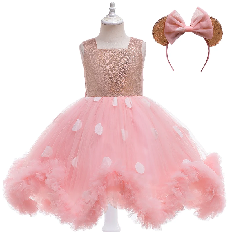 Baby Girl Dress Children Dress Irregular Sequin Mesh Fluffy Princess Dress Birthday Party Stage Performance Costume Girl Dress