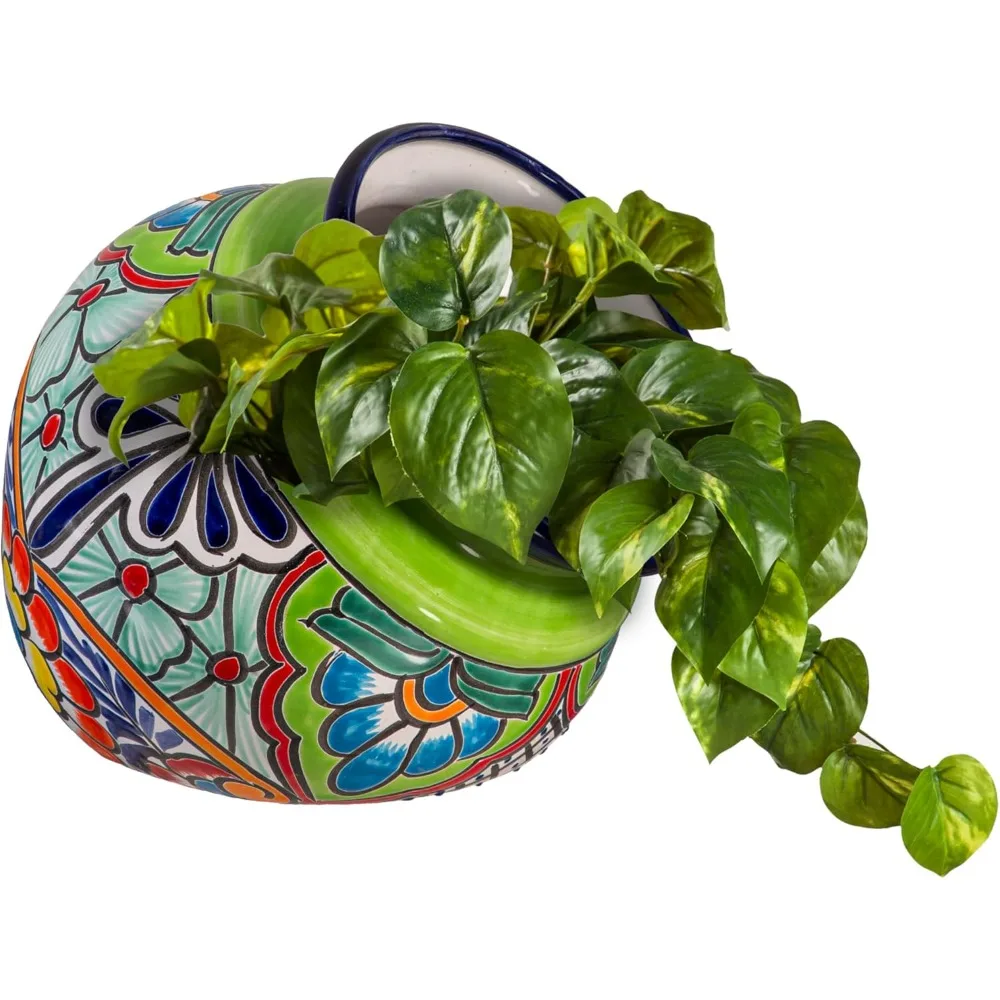 

Evergreen Garden Talavera Mexican Pottery Ceramic Floral Classic Top Pot Planter | Flower Pot Plant Succulent | Indoor Outdoor