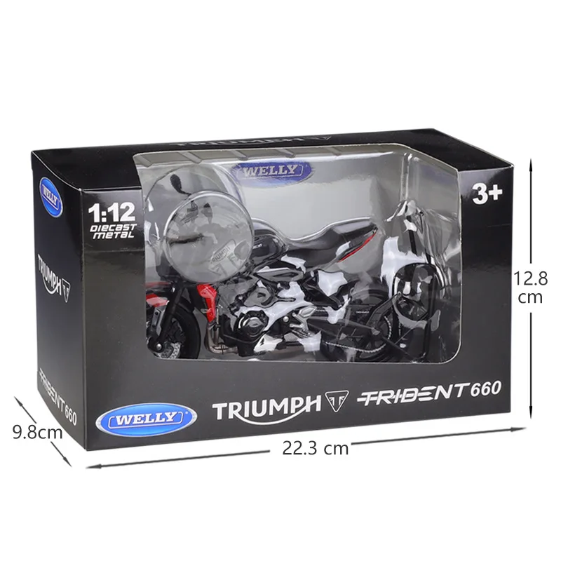 Welly 1:12 Triumph Trident 660 Modelli di moto Modello in lega Motor Bike Giocattolo da corsa in miniatura per la collezione regalo