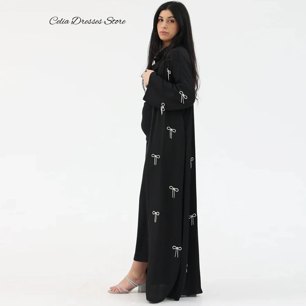 Customized Celebrity Gowns Soft Strapless Long Sleeves Evening Dress With Shawl and Bow Floor Length Formal Occasion Dresses