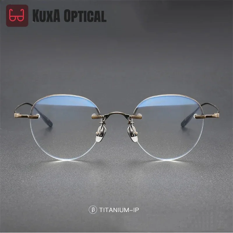 

KUXA очки для чтения без оправы из чистого титана, женские очки по рецепту, легкие линзы для пресбиопии, мужские безрамные очки для близорукости
