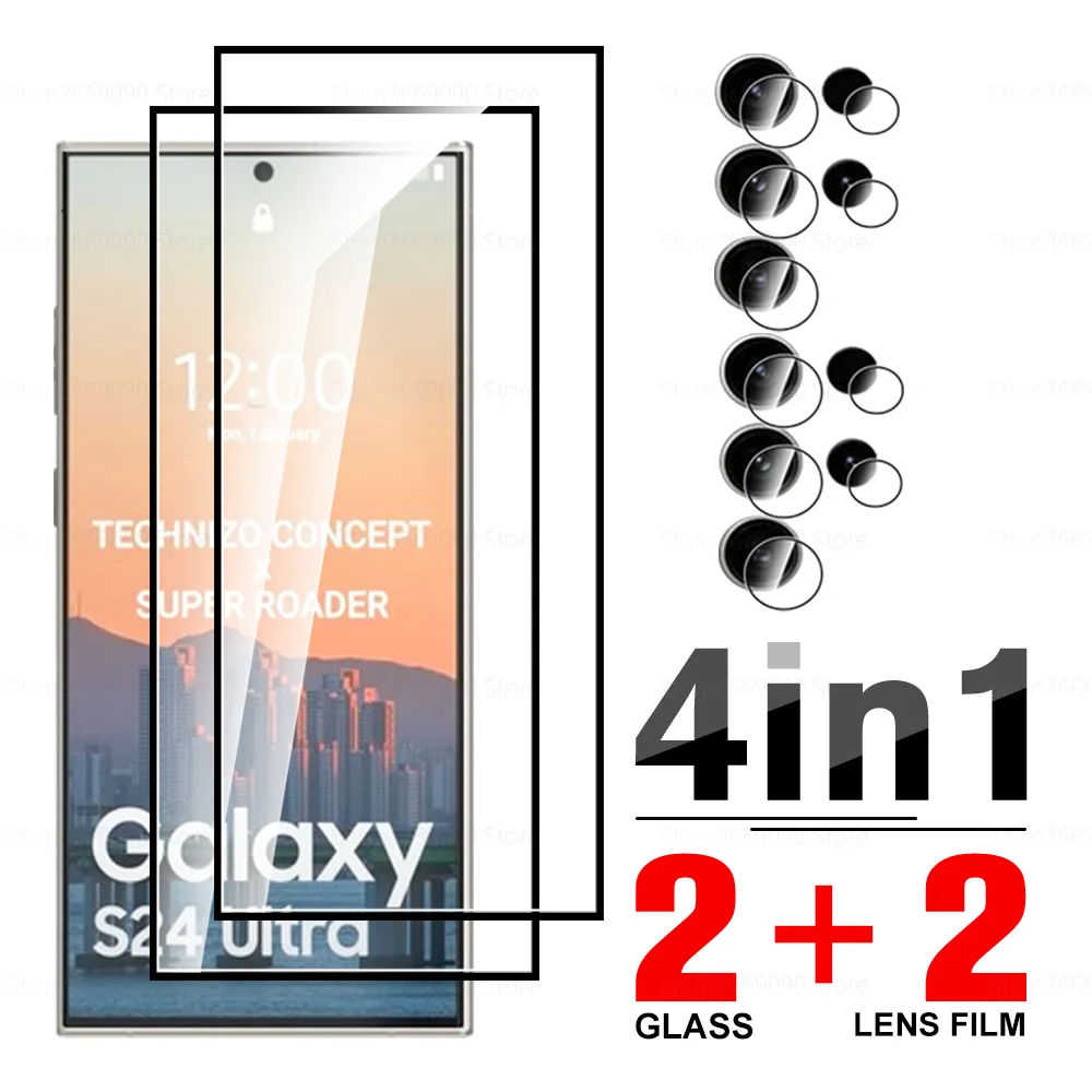 4in1 Tempered Glass Case For Samsung Galaxy S24 Ultra Protection Glass Samung S24Ultra S 24 Plus 24Ultra Camera Screen Protector