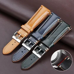 Vintage Calfskin Watch Strap 20mm 22mm 24mm Universal Cowhide Stitching Watchband Quick Release Watch Accessories Pin Buckle