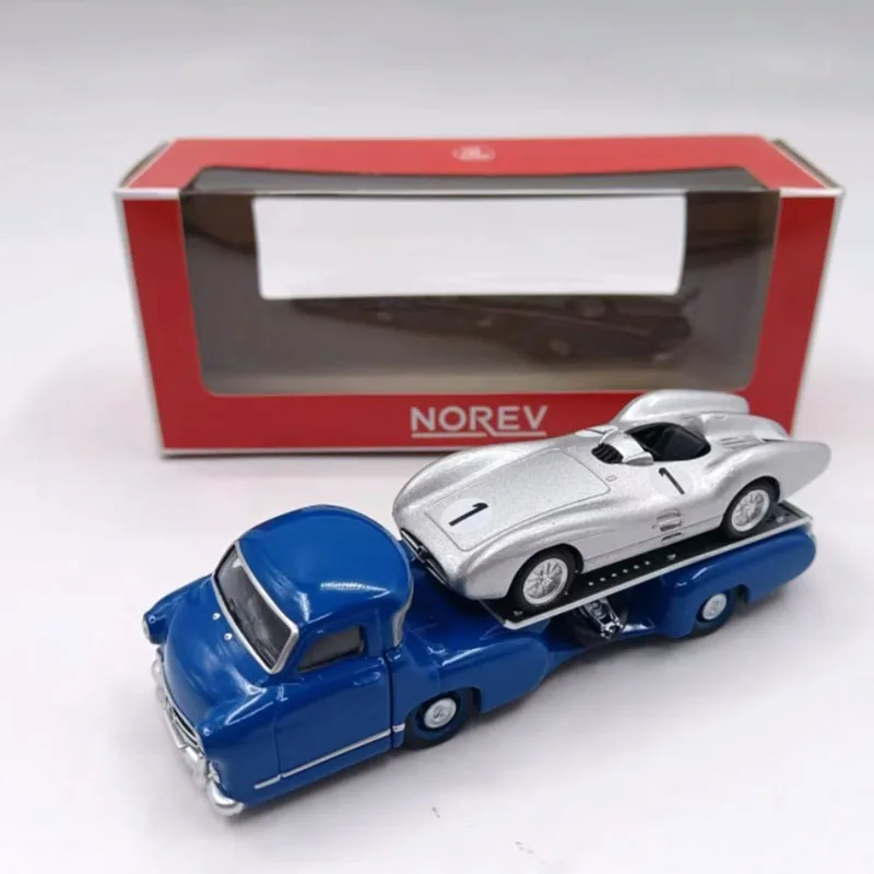 

NOREV 1:64 Scale Trailer Transporter Blue Alloy Simulation Car Model Static Collection Decorated Holiday Gifts Toys