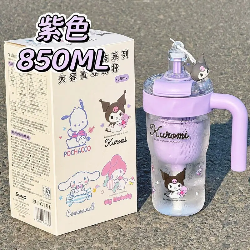 

Горячая чашка Sanrio 850 мл Big Mac Sip, мультяшная чашка для кофе с ледяным типоном, молоком, моя мелодия Куроми, офисная портативная дорожная автомобильная чашка для воды