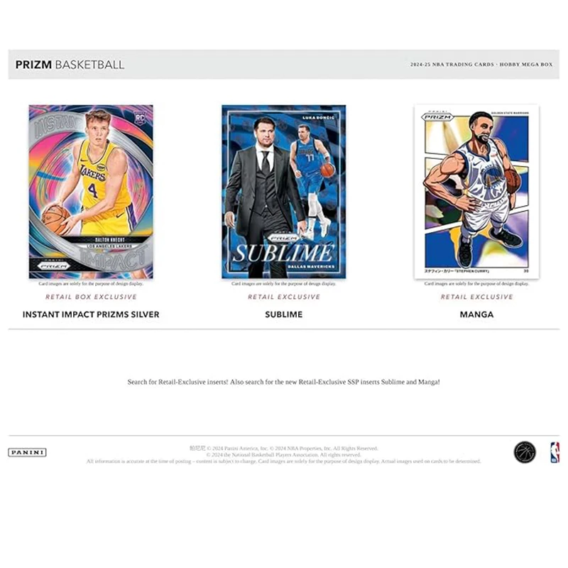 2024-25 NBA プリズム バスケットボール トレーディングカード 6パック ホビー メガボックス 10個入り グリーンアイス プリズム ボックス コレクションカード