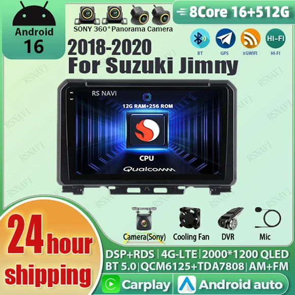 

Android 16 Carplay Auto 2K Screen Car Radio Multimedia Video Player For Suzuki Jimny JB64 2018 - 2020 2din Autoradio Stereo GPS
