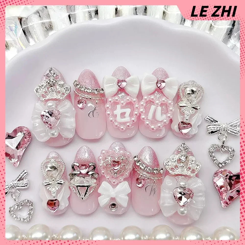 

Накладные ногти ручной работы Y2K в стиле Spicy Girl: длинные, ореховые, готические, с полным покрытием, для вечеринок