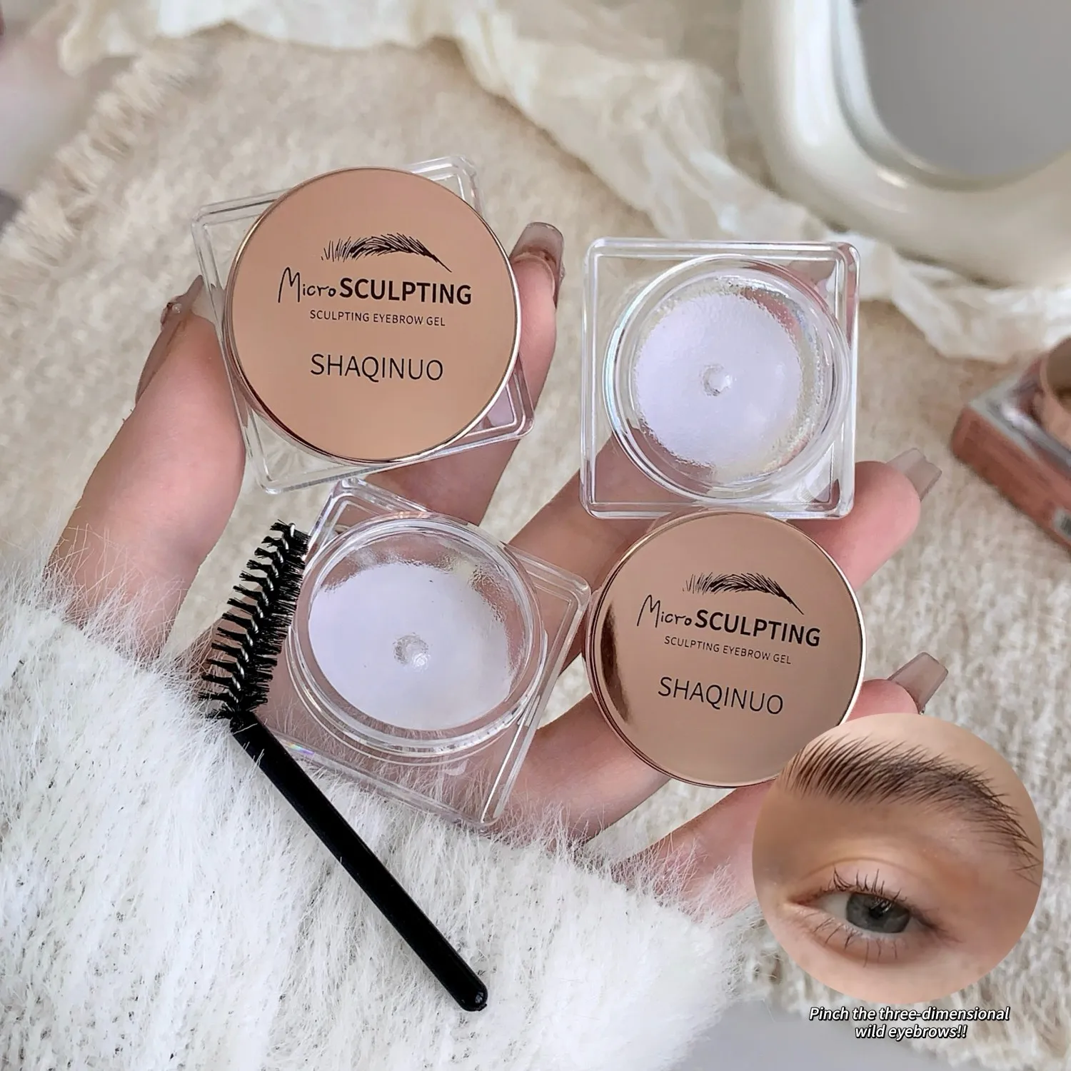 SHAQINUO جل الحواجب ثلاثي الأبعاد شفاف مقاوم للماء سريع الجفاف ذو مظهر طبيعي صابون الحواجب طويل الأمد لتصفيف الحواجب #5