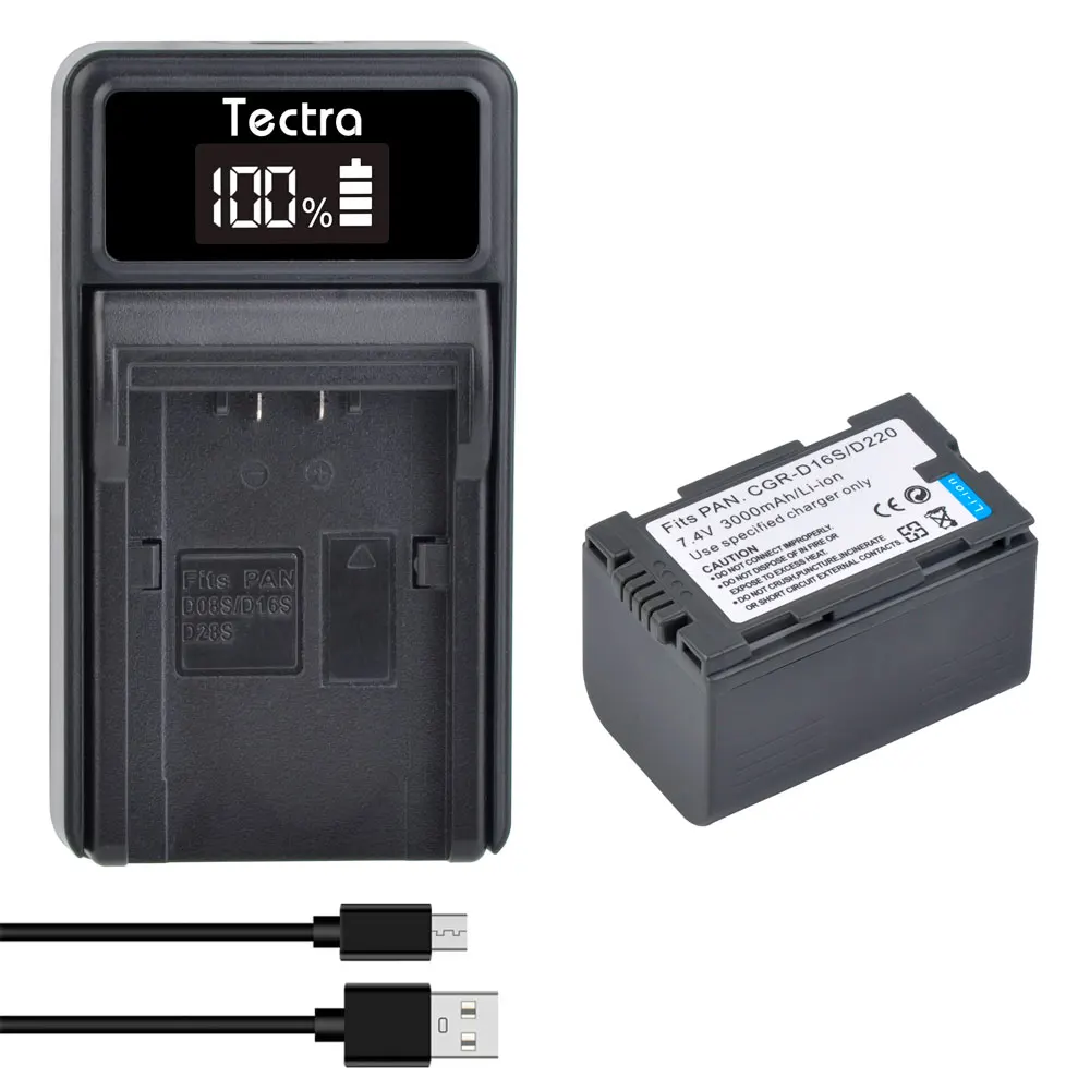 3000Mah CGR-D16S CGR-D220 Battery & Charger Voor Panasonic CGP-D320T1B CGR-D08A NV-MX300 MX350 MX500 GS11 GS15 Camcorder