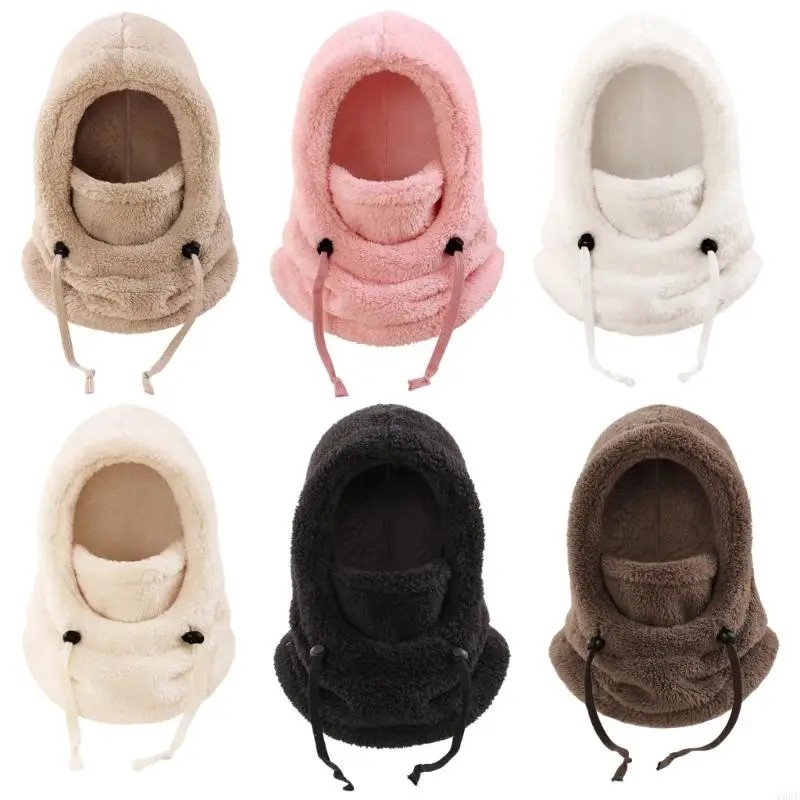 

95AE Childrens Integrated Scarf Hat With Fleece Ear Security Insulated Neck Toastier For Freezing Outdoor Play And Sports