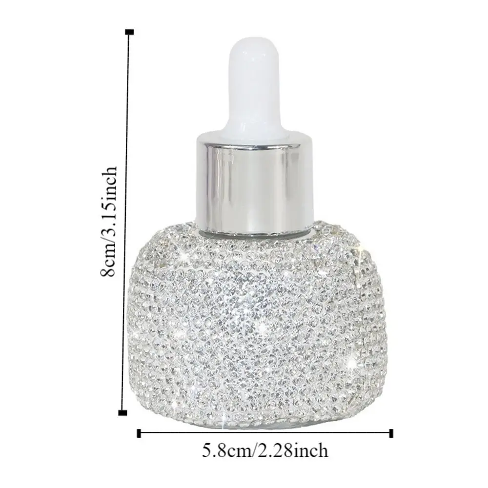 Refillable Glass Dropper Bottles Leakproof Portable Essential Oil Vials Rhinestone Inlaid Shiny Cosmetic Sample Containers