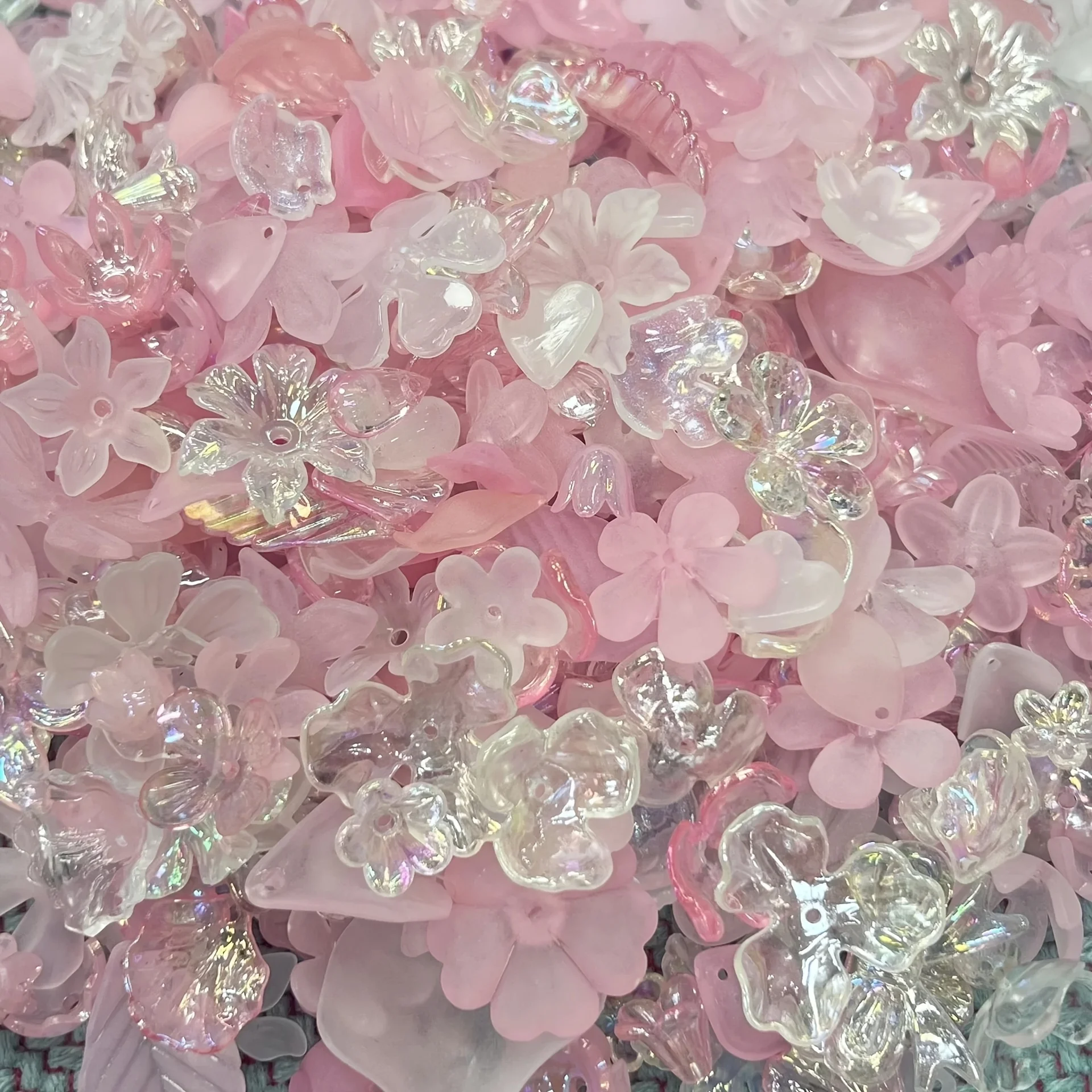 40g Matte Plated Colored AB Petal Leaf Acrylic Beads