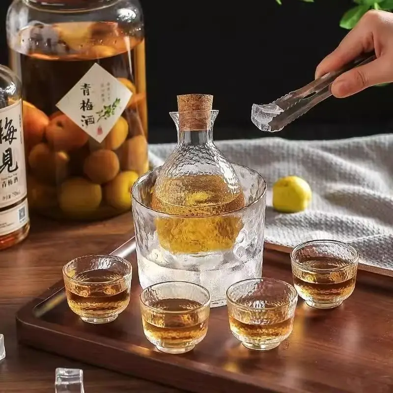 Japanese Glass Bar Sets Glass Sake Wine Set Baijiu Whisky Cocktail Set Glass Flask Barware Family Gathering Wine Glasses Gifts
