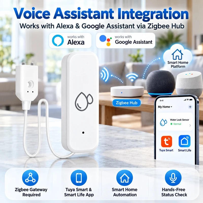 Zigbee 3.0 Smart Water Leak Sensor Wireless Flood Detector Alarm with Instant App Push Alert Home Security Protection