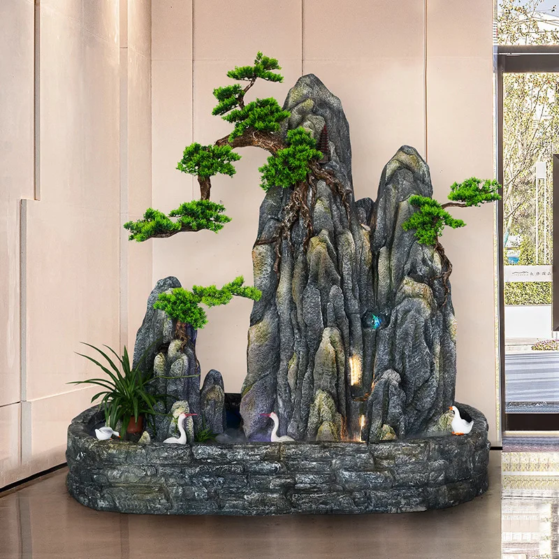 Outdoor large rockery fountain, villa garden, fish pond landscape, balcony courtyard flowing water ornaments