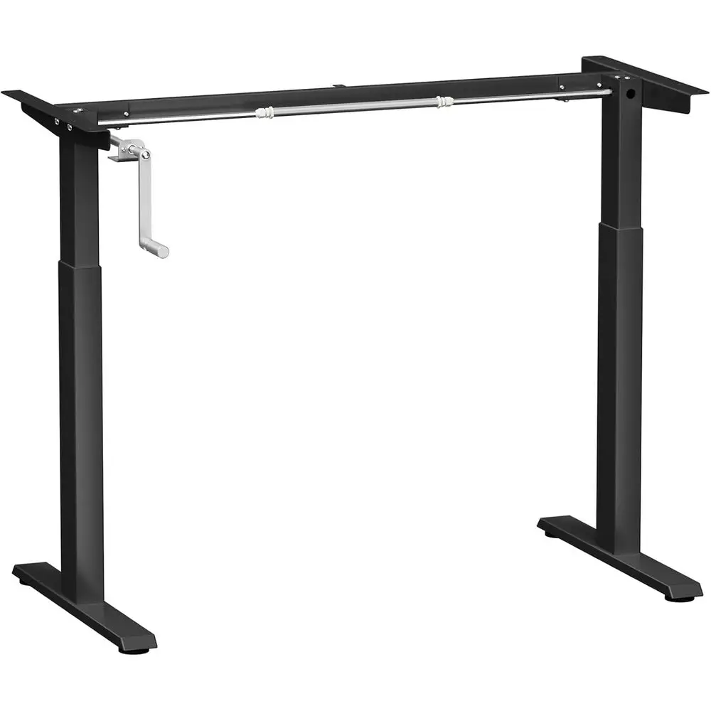 

Ergonomic Manual Crank Sit-Stand Workstation Base with Foldable Handle and Cable Management Rack (Black)