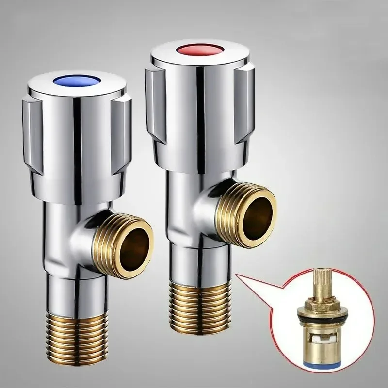

1/2 Sink Copper Angle Stop Valve Hot and Cold Water Stop Valve High Quality Quick Open Faucet Valve for Bathroom Kitchen Toilet