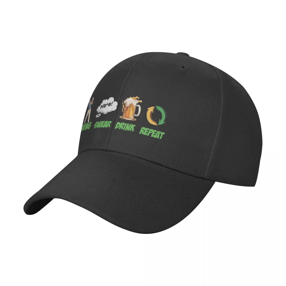 Swing Swear Drink Repeat Golf Humor Baseball Cap Sun Cap Designer Hat summer hat Caps Male Women's