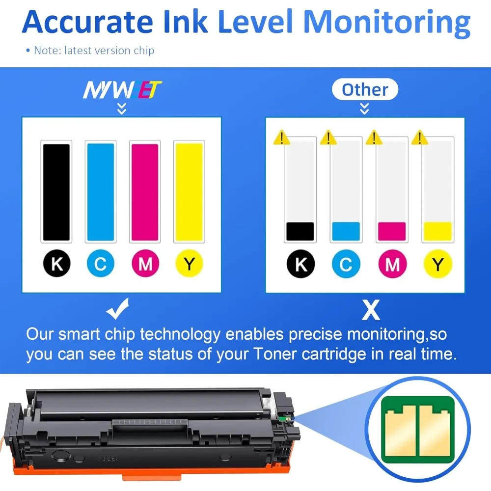 Cartucho de tóner 414X, paquete de 4 cartuchos de alto rendimiento (con Chip) de repuesto para HP 414A HP 414X, Compatible con HP Color Pro MFP M479fdw