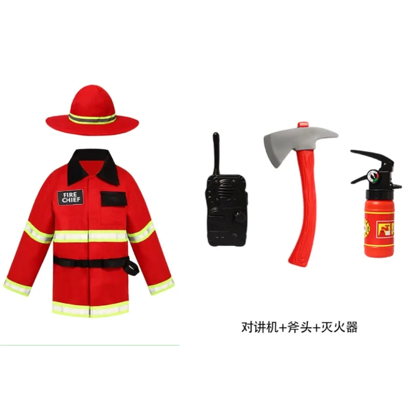 

Карнавальный детский костюм пожарного на Хэллоуин для мальчиков, комбинезон с капюшоном для пожарной машины, детский сад, наряд для пожарной дрели