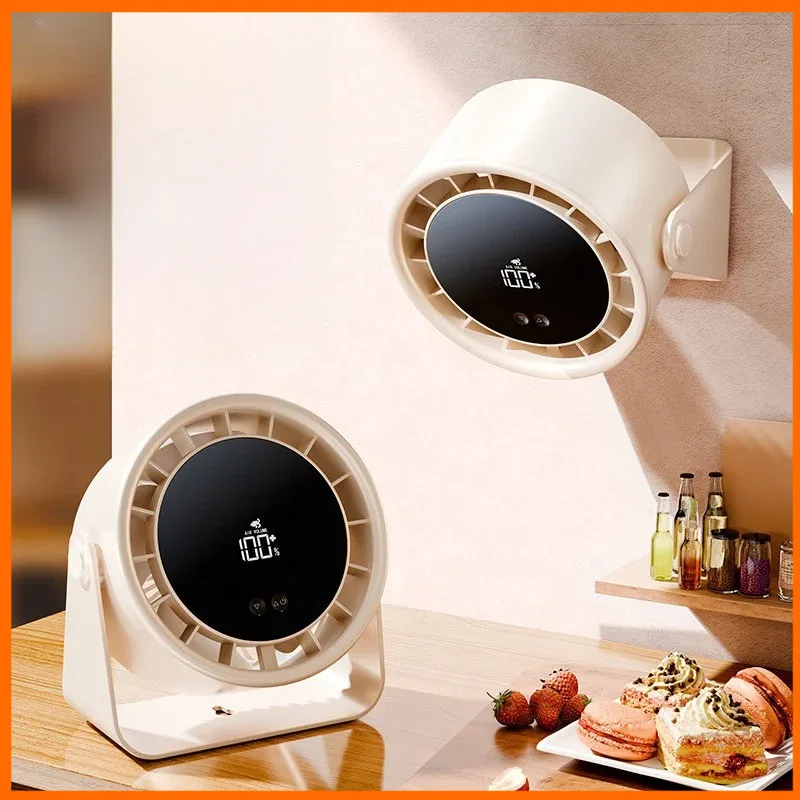Portable Desktop Fan with Digital Display 2400mAh 100 Speed  Adjustable Circulating Fan Lose Noise Cold Fans for Home Office
