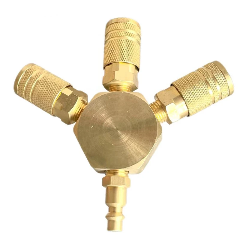 

1/4''NPT Quick Connector American Style 3-WAY MANIFOLD Coupler Air Hose Coupling Pneumatic Tools US Type