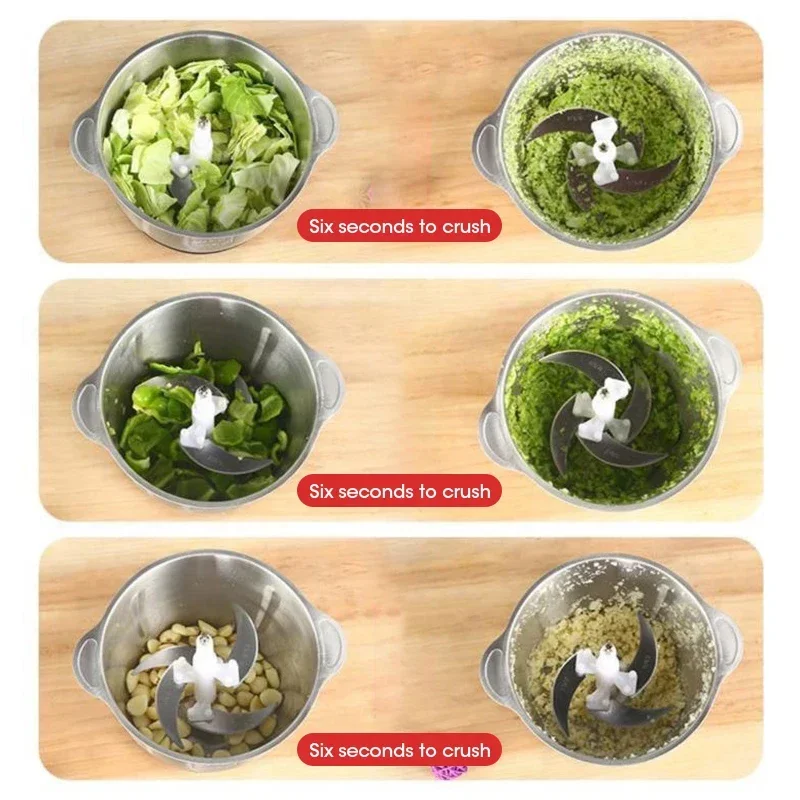 مفرمة لحم كهربائية بثلاث سرعات، مفرمة طعام من الفولاذ المقاوم للصدأ لخلاط صامولة الخضروات المنزلية مع شفرات متينة