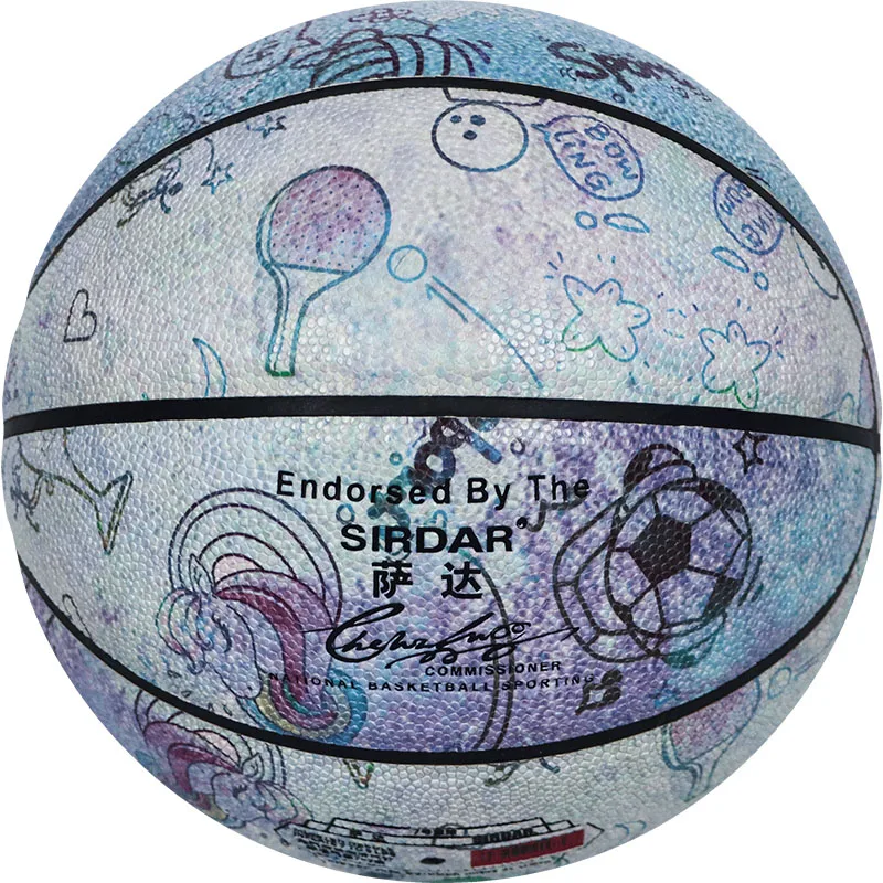Sirdar-本物のグラフィティ吸湿バスケットボール、耐摩耗性、pu、屋内と屋外に適しています、サイズ7、大人に適しています