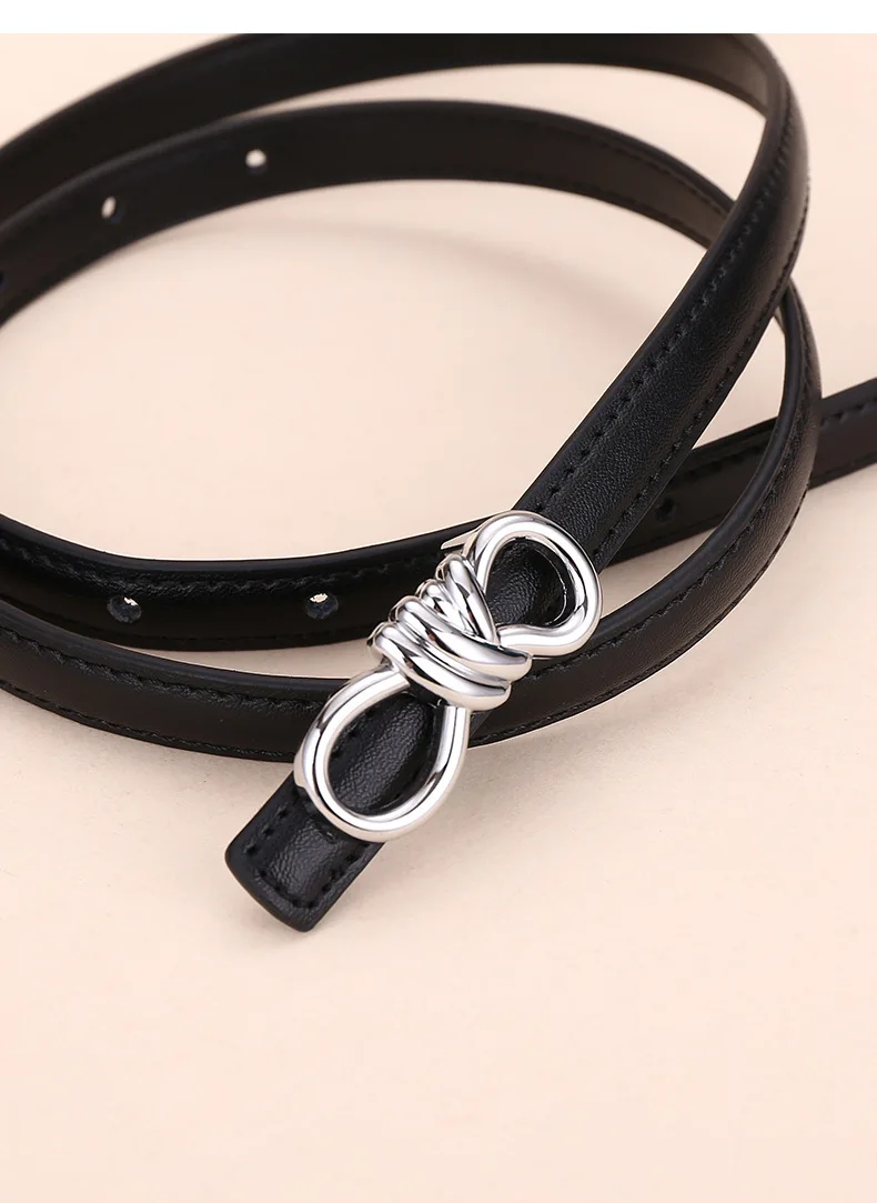 Damen-Gürtel aus Rindsleder, Vielseitiger Minimalistischer Hosen-Gürtel, Eleganter Taillengürtel, Hochwertiger Weißer Seilknoten, Nischen-Stil – Detail 23