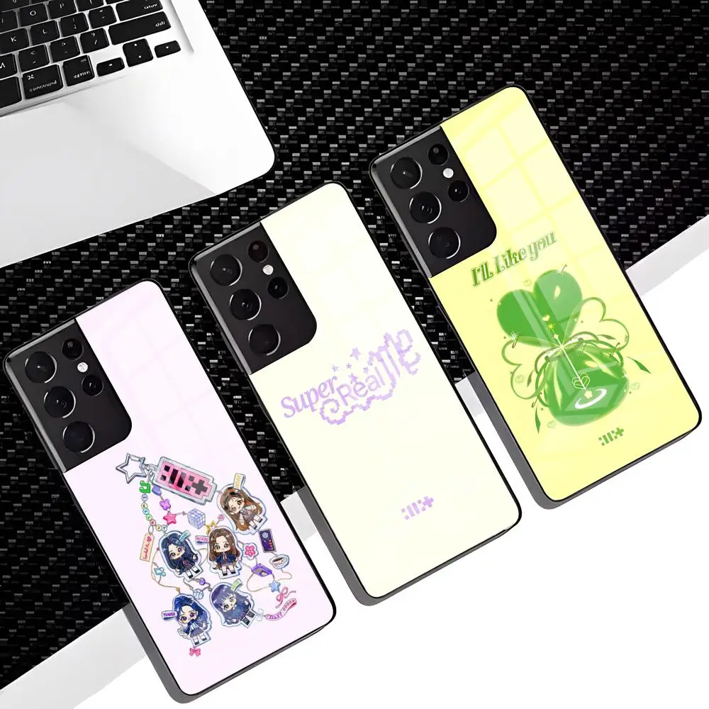 KPOP L-ILLITS-ES LOGO Handyhülle für Samsung S26 S25 Edge S24 S23 S22 Ultra Plus Fe A57 A37 A17 A56 5G Glasabdeckung