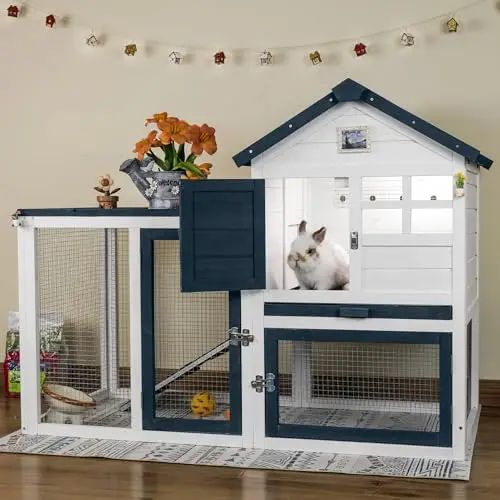 Bunny Hutch Indoor Outdoor Rabbit Cage with Weatherproof Roof